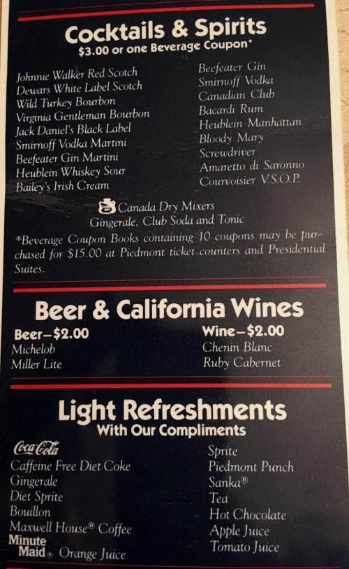 piedmont airlines menu